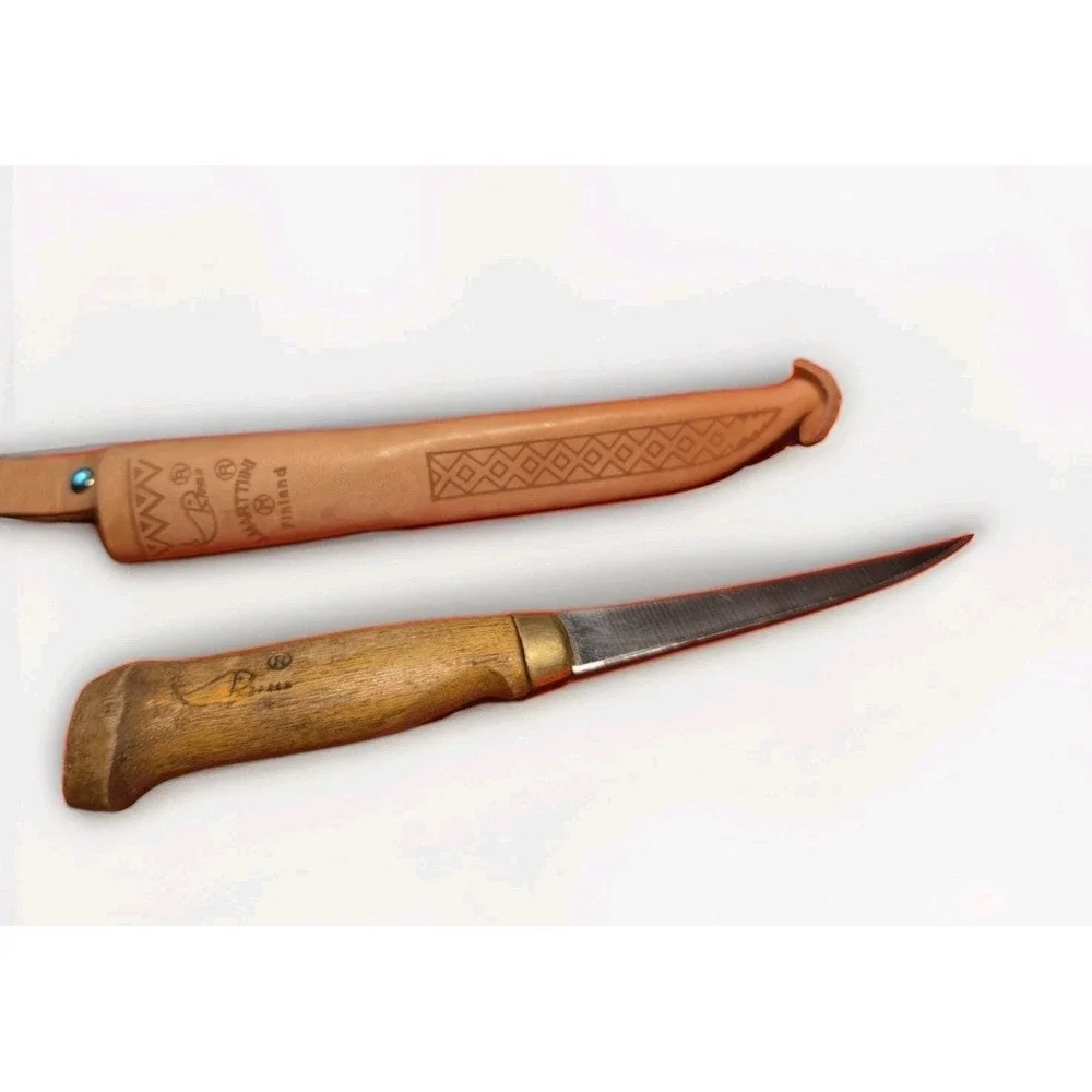 Vintage Rapala J. Marttiini Finland Fillet knife With‎ Leather Sheath Signed 4in